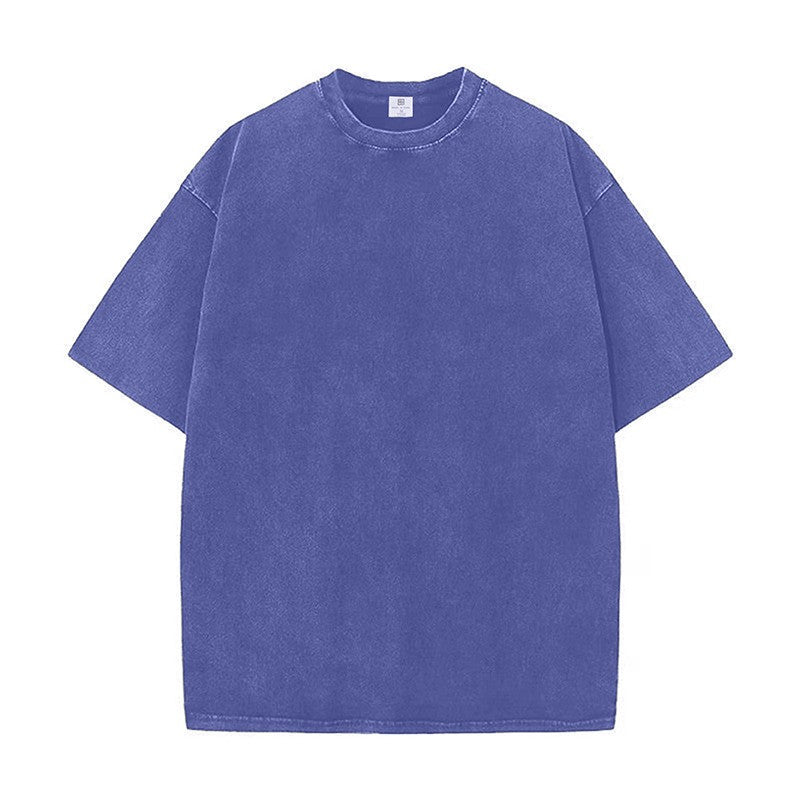 260g重厚復古綿男ルーズ落肩洗い古し夏Tシャツ