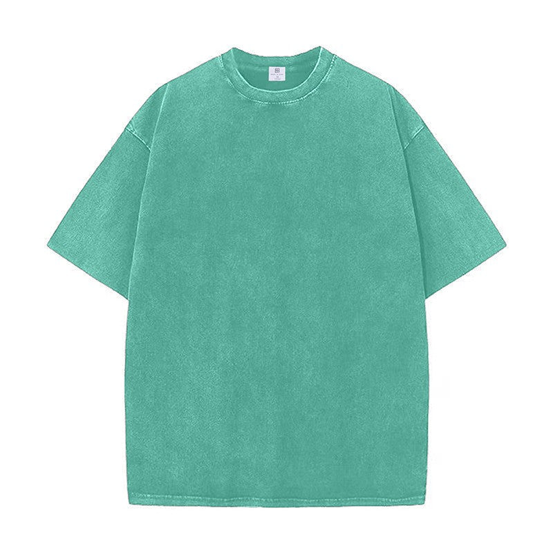 260g重厚復古綿男ルーズ落肩洗い古し夏Tシャツ
