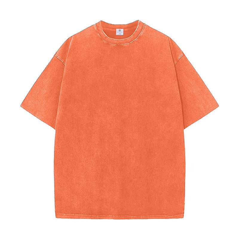 260g重厚復古綿男ルーズ落肩洗い古し夏Tシャツ
