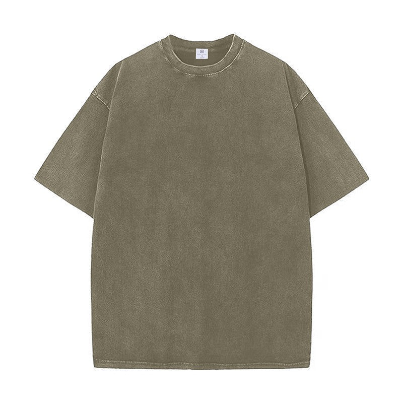 260g重磅復古綿Tシャツ男ルーズ肩水準加工夏