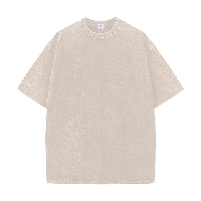260g重厚復古綿男ルーズ落肩洗い古し夏Tシャツ
