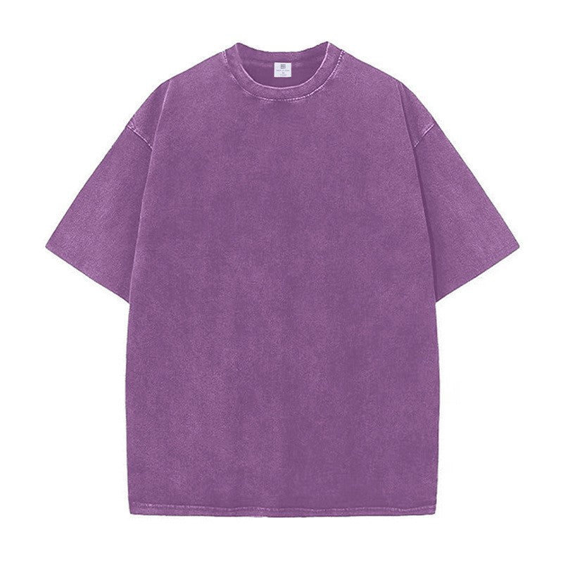 260g重厚復古綿男ルーズ落肩洗い古し夏Tシャツ