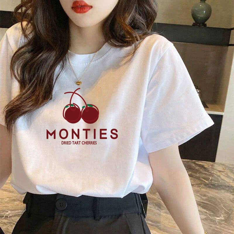 夏新 女子綿100% Tシャツ 大きいサイズ ルーズ 痩せ効果 白 インスタ流行