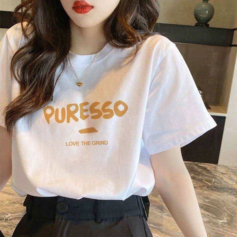夏新 女子綿100% Tシャツ 大きいサイズ ルーズ 痩せ効果 白 インスタ流行
