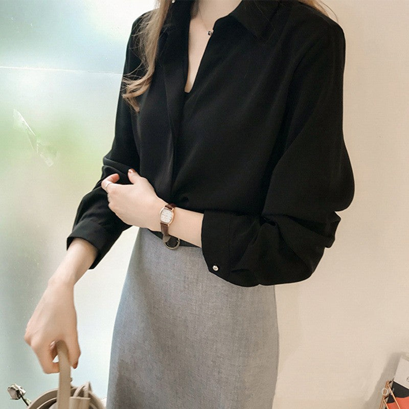 新作シフォン白シャツ 女性長袖ルーズ着回し可能