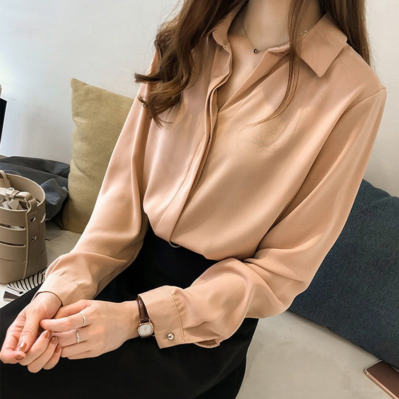 新作シフォン白シャツ 女性長袖ルーズ着回し可能
