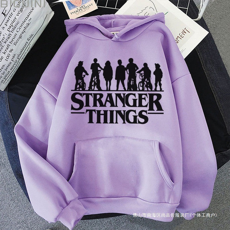 「ストレンジャー・シングス」プリント フリースパーカー hoodie