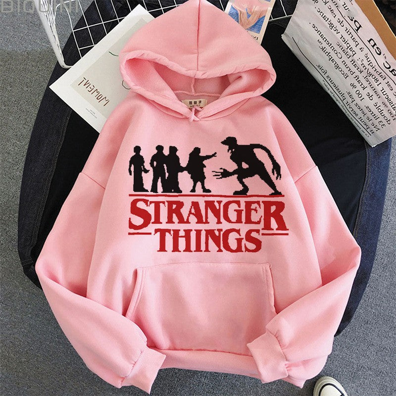 「ストレンジャー・シングス」プリント フリースパーカー hoodie