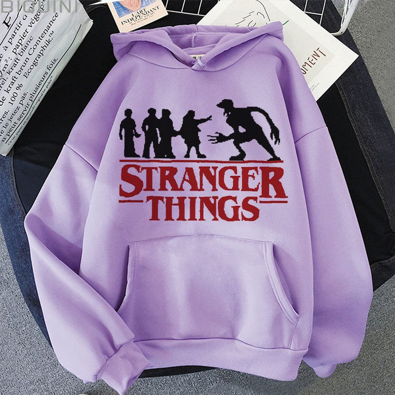 「ストレンジャー・シングス」プリント フリースパーカー hoodie
