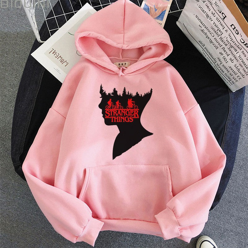 「ストレンジャー・シングス」プリント フリースパーカー hoodie