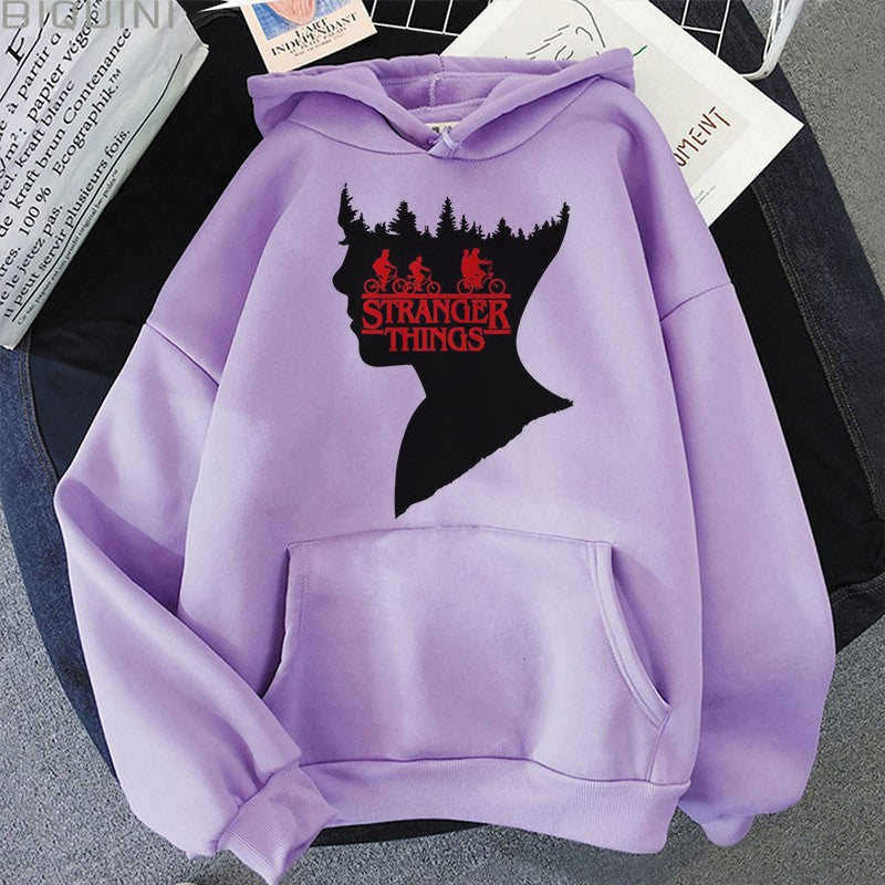 「ストレンジャー・シングス」プリント フリースパーカー hoodie