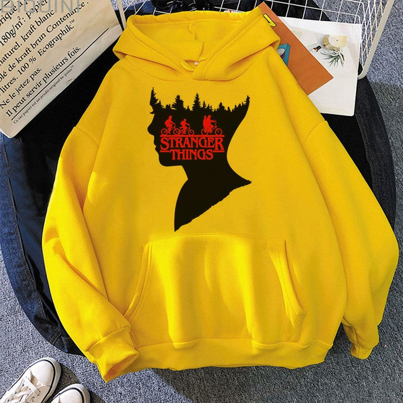 「ストレンジャー・シングス」プリント フリースパーカー hoodie