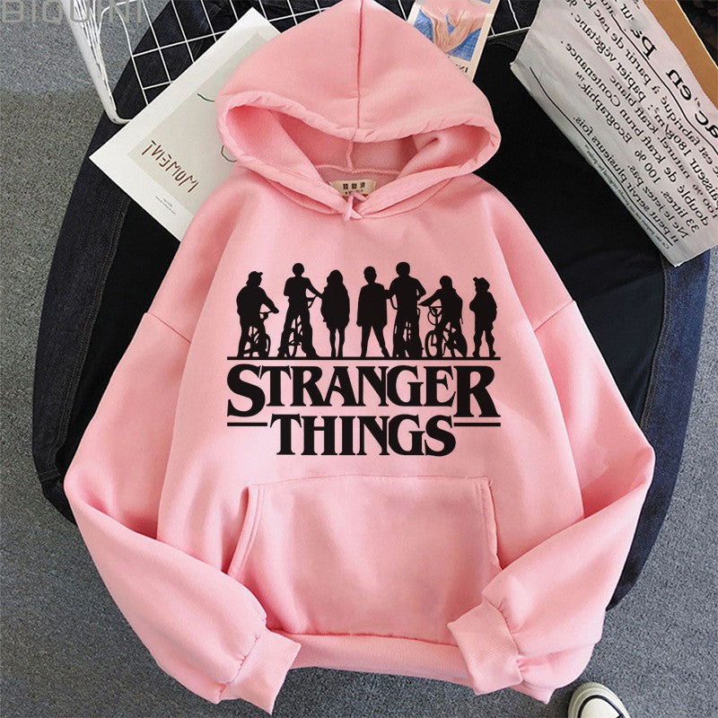 「ストレンジャー・シングス」プリント フリースパーカー hoodie