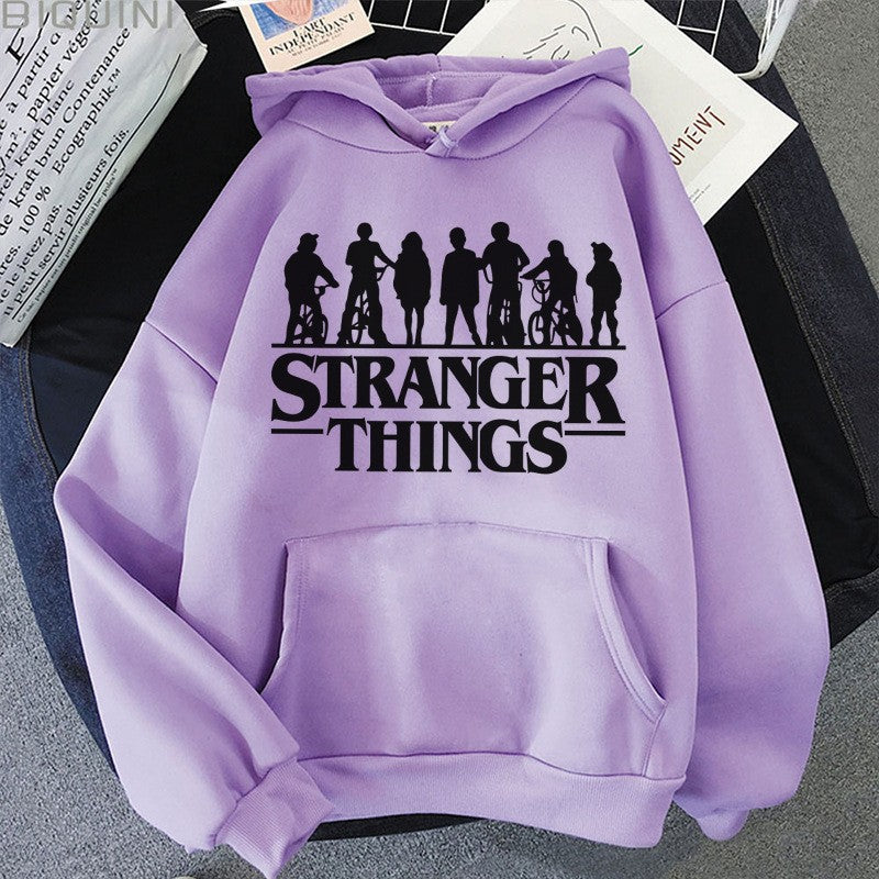 「ストレンジャー・シングス」プリント フリースパーカー hoodie