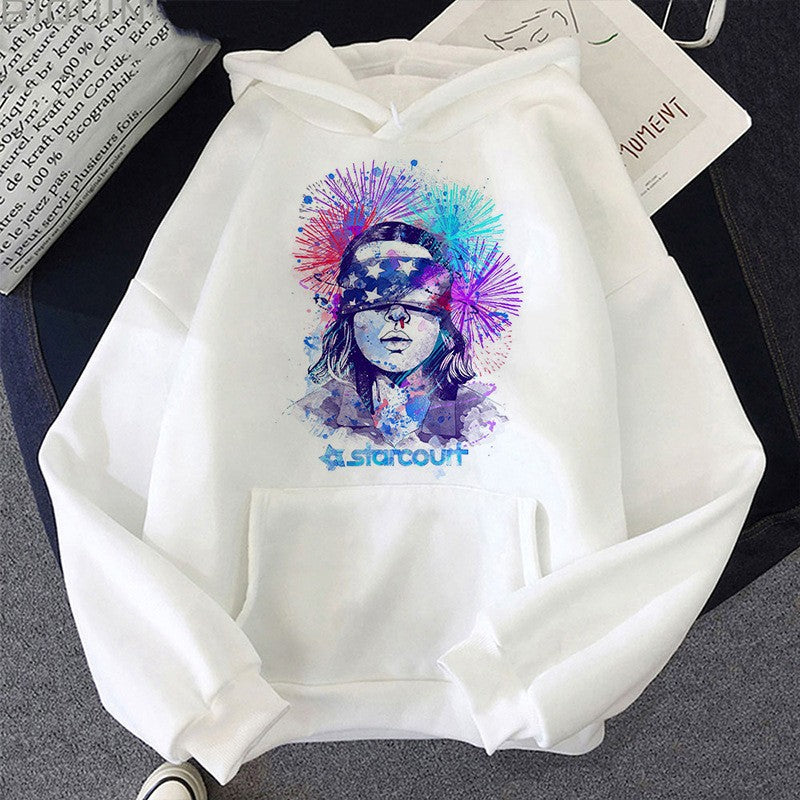 「ストレンジャー・シングス」プリント フリースパーカー hoodie