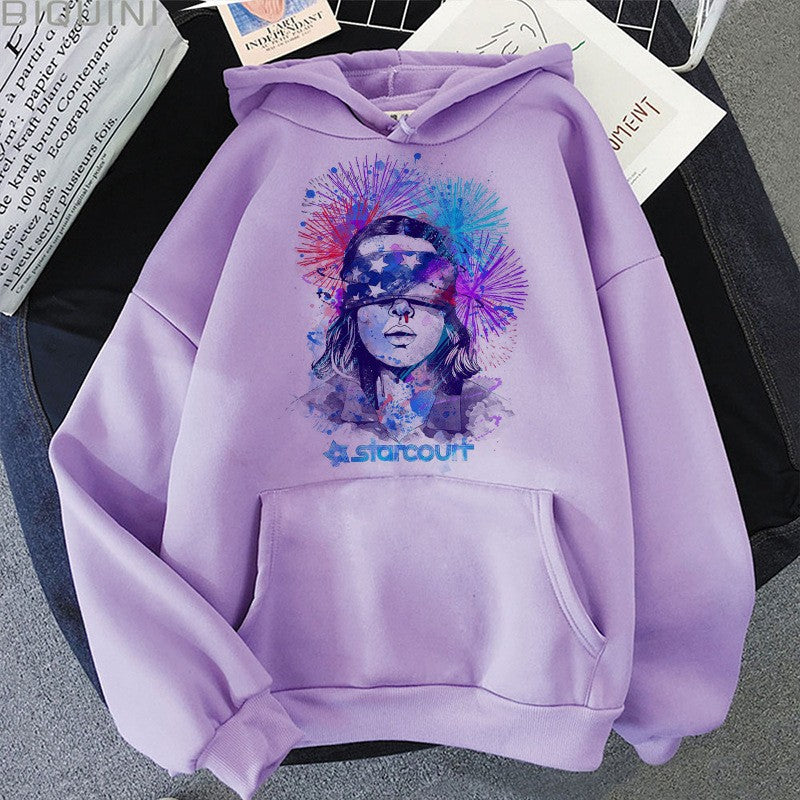 「ストレンジャー・シングス」プリント フリースパーカー hoodie