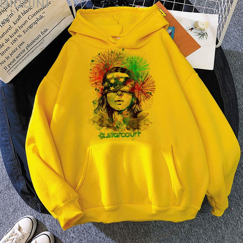 「ストレンジャー・シングス」プリント フリースパーカー hoodie