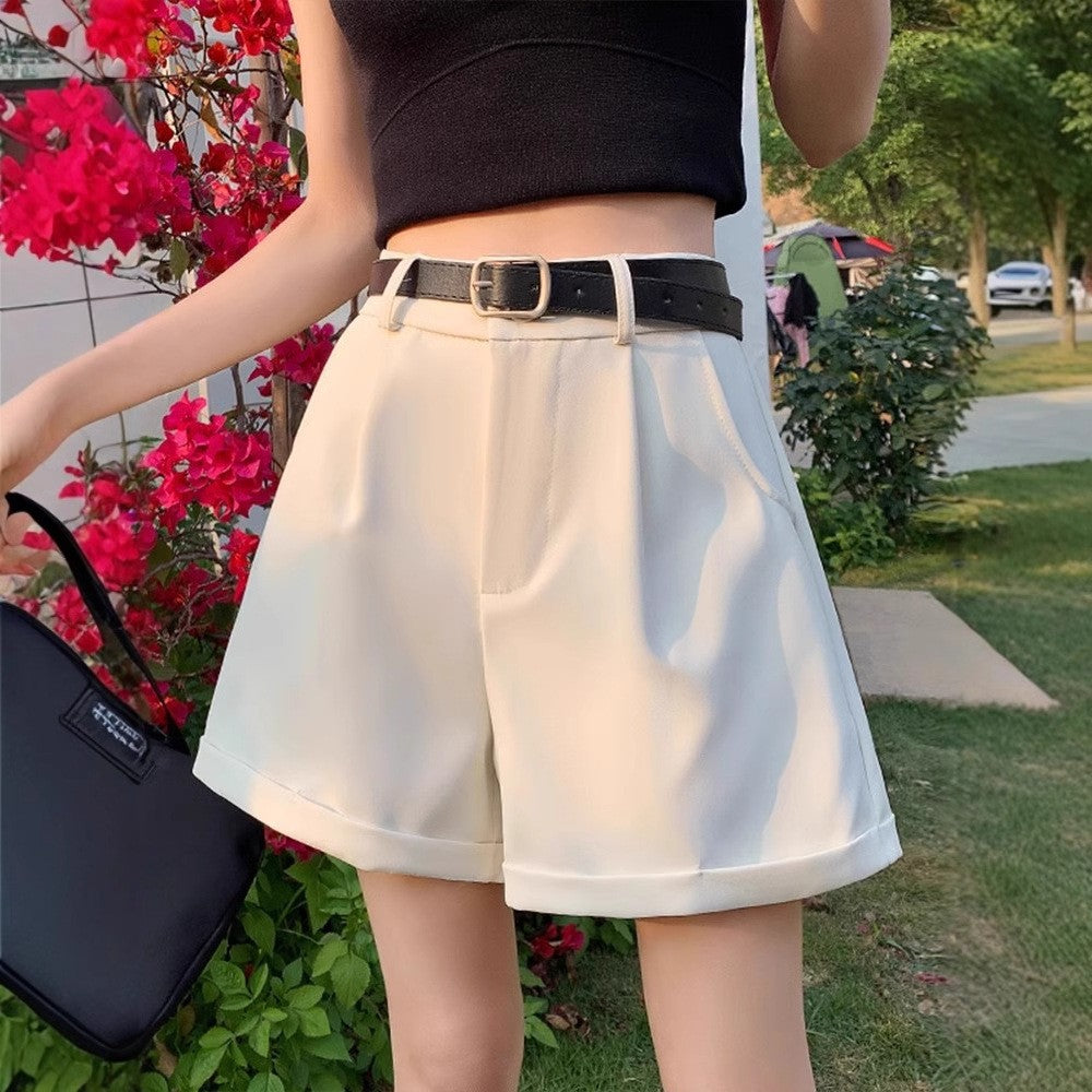 2025夏新作 女性用ハイウエスト 小柄Aライン リラックスショートパンツ