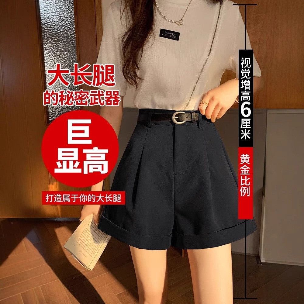 2025夏新作 女性用ハイウエスト 小柄Aライン リラックスショートパンツ