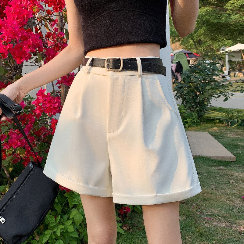 2025夏新作 女性用ハイウエスト 小柄Aライン リラックスショートパンツ