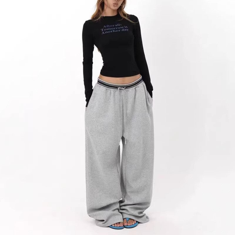 アメリカンストリートヒップホップダンスパンツ 女性用グレールーズストレートワイドレグ