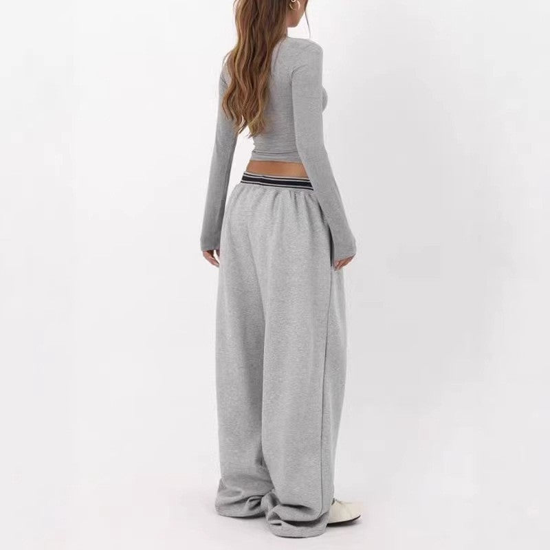 アメリカンストリートヒップホップダンスパンツ 女性用グレールーズストレートワイドレグ