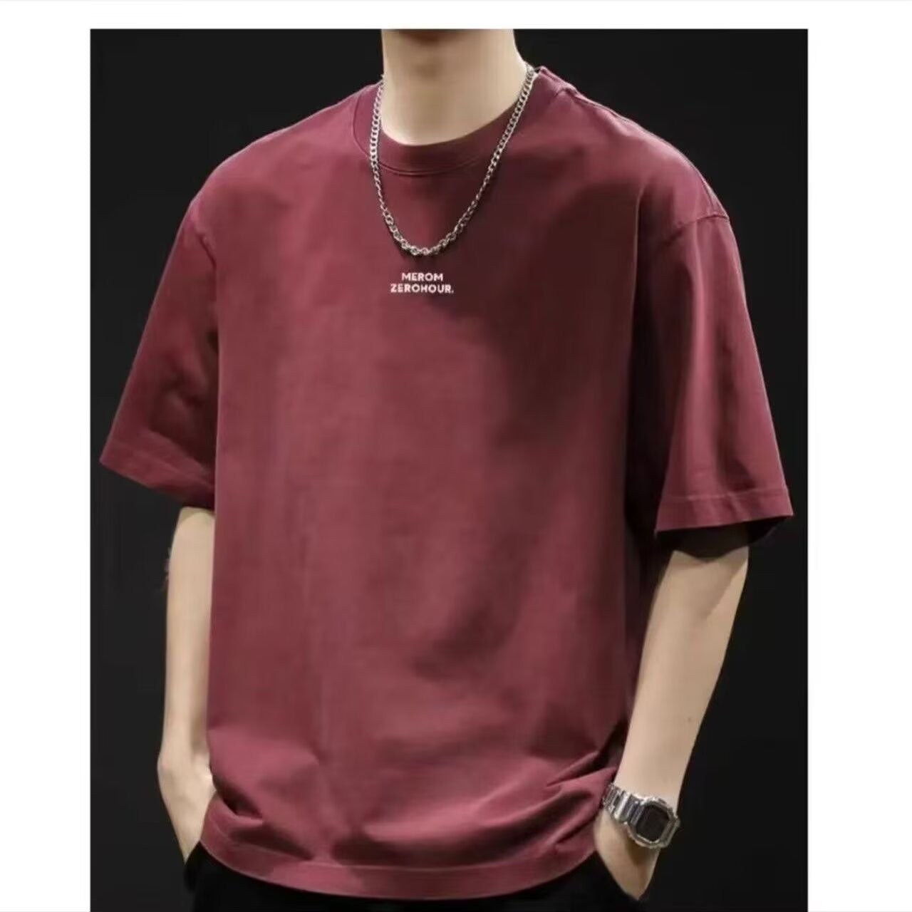 夏季綿厚手ルーズ男性Tシャツ 流行ってるプリントアメリカン