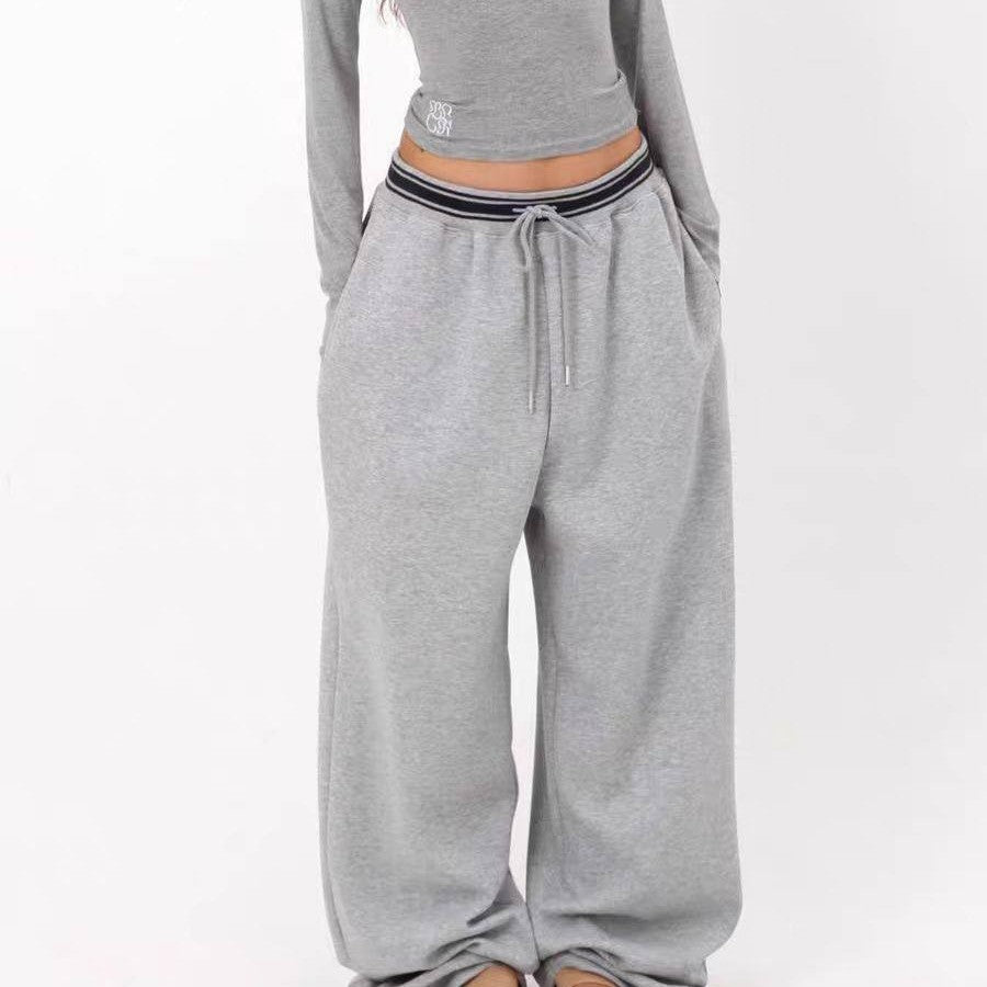 アメリカンストリートヒップホップダンスパンツ 女性用グレールーズストレートワイドレグ