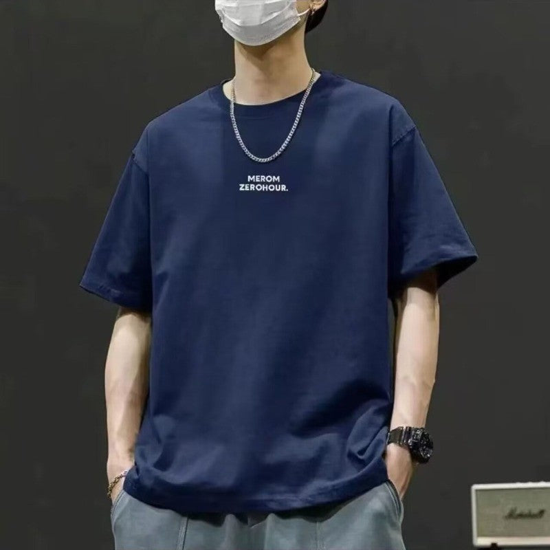 夏季綿厚手ルーズ男性Tシャツ 流行ってるプリントアメリカン