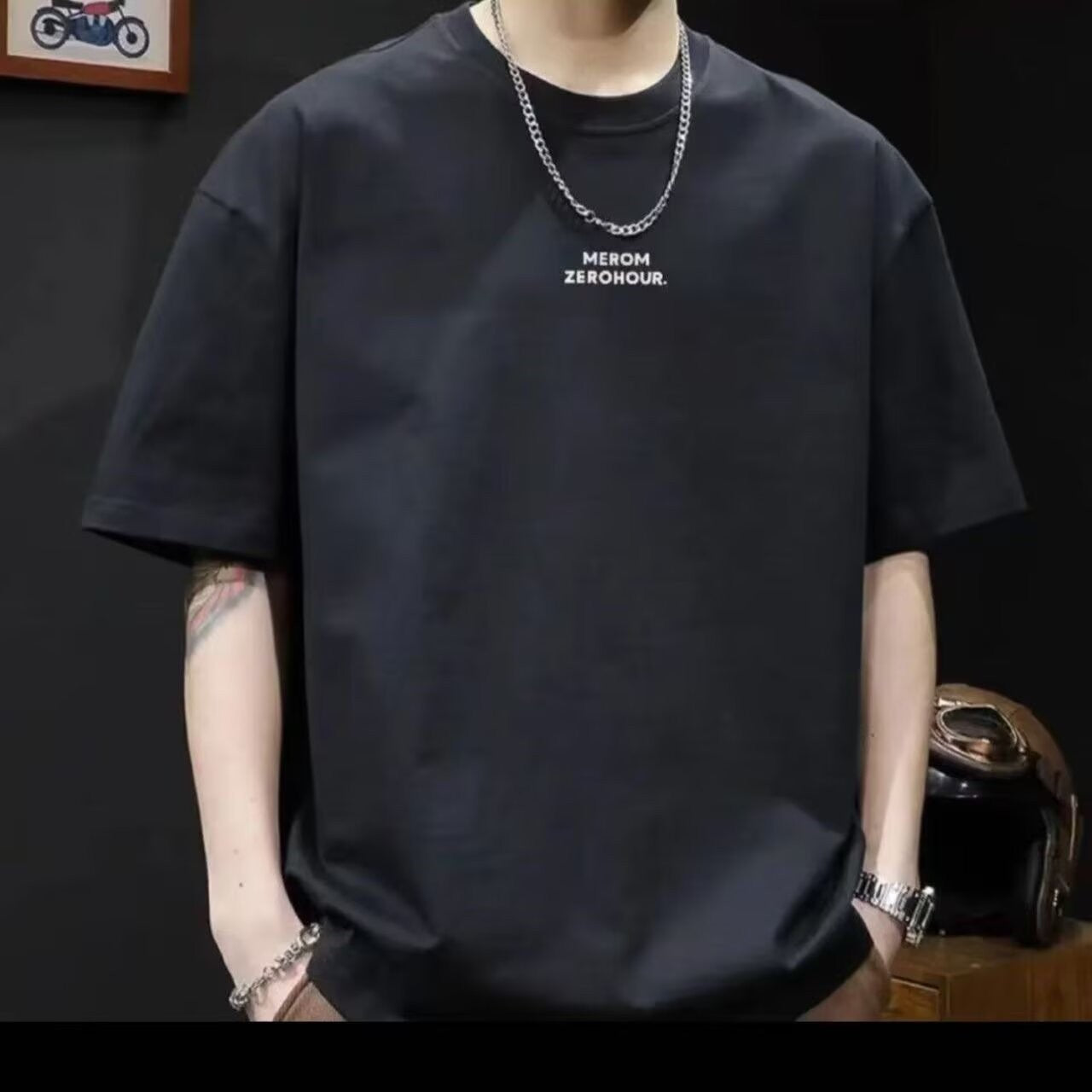 夏季綿厚手ルーズ男性Tシャツ 流行ってるプリントアメリカン