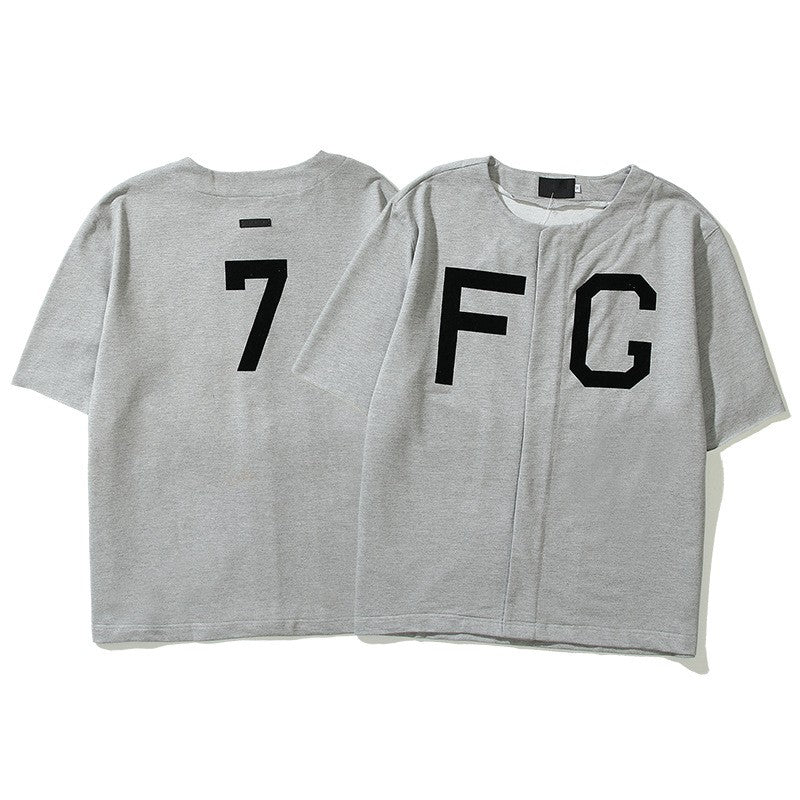 アメリカンストリートFGレターベースボールパッチTシャツ 男女夏潮