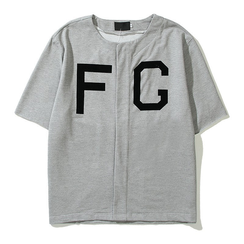 アメリカンストリートFGレターベースボールパッチTシャツ 男女夏潮
